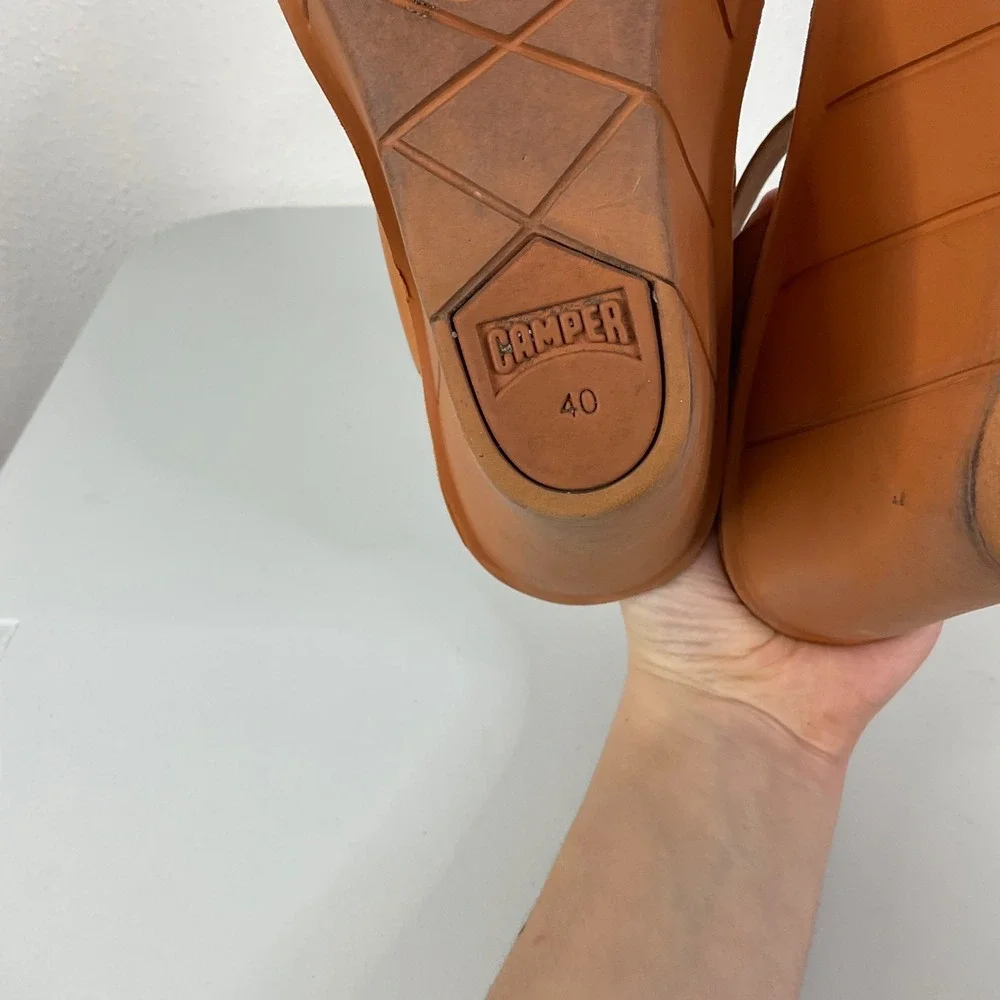 Camper Filippa Brown Leather Wedge Sandals‎ Size 40